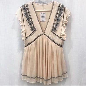NWT Free People embroidered tunic top - Size M